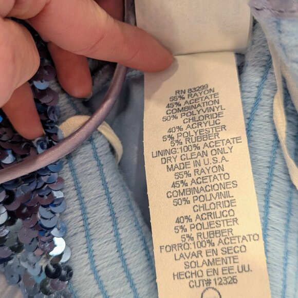 VTG Jump Apparel Y2K Blue Sequin Satin Gown Sz 5/6 Long Dress 90s Formal USA - Picture 6 of 10